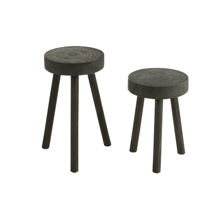 Tabourets en bois de paulownia noir, lot de 2 J-Line