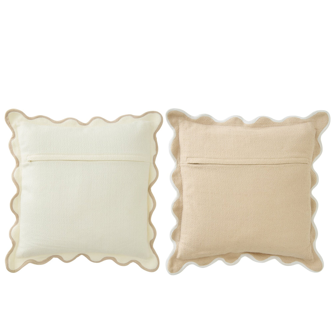Coussin sculpté en coton blanc/beige de la collection de 2 de J-Line