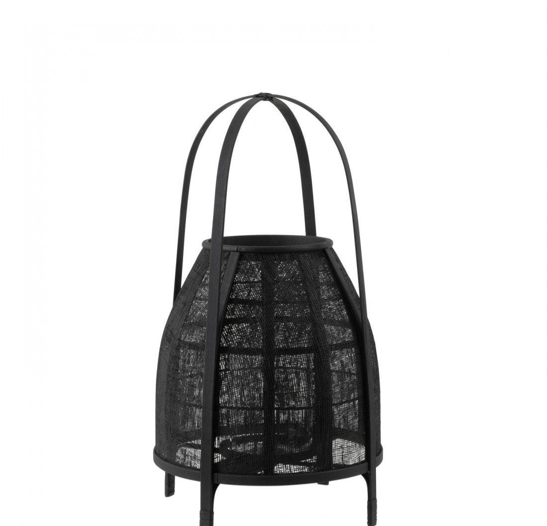 Lantaarn Kap Bamboe Zwart Medium - Lantaarn - J-Line - livinglovely.nl