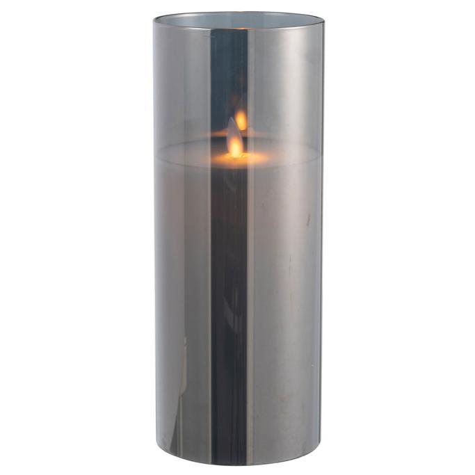 Ledlamp Blinkend Glas Grijs Large - LED Kaars - J-Line - livinglovely.nl