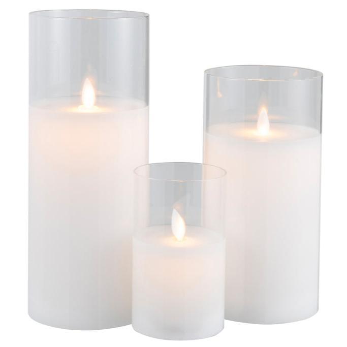 Ledlamp Blinkend Glas Transparant Large - LED Kaars - J-Line - livinglovely.nl