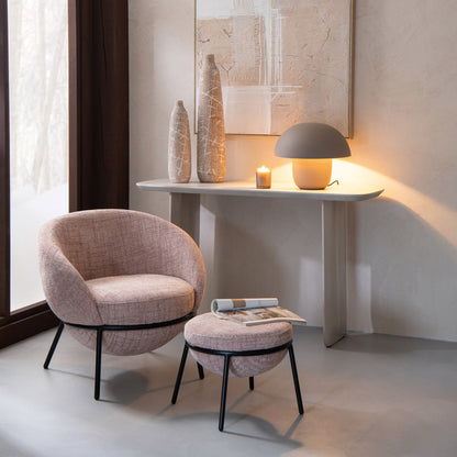 Loungestoel + Poef Ijzer Lichtroze/Zwart J-Line