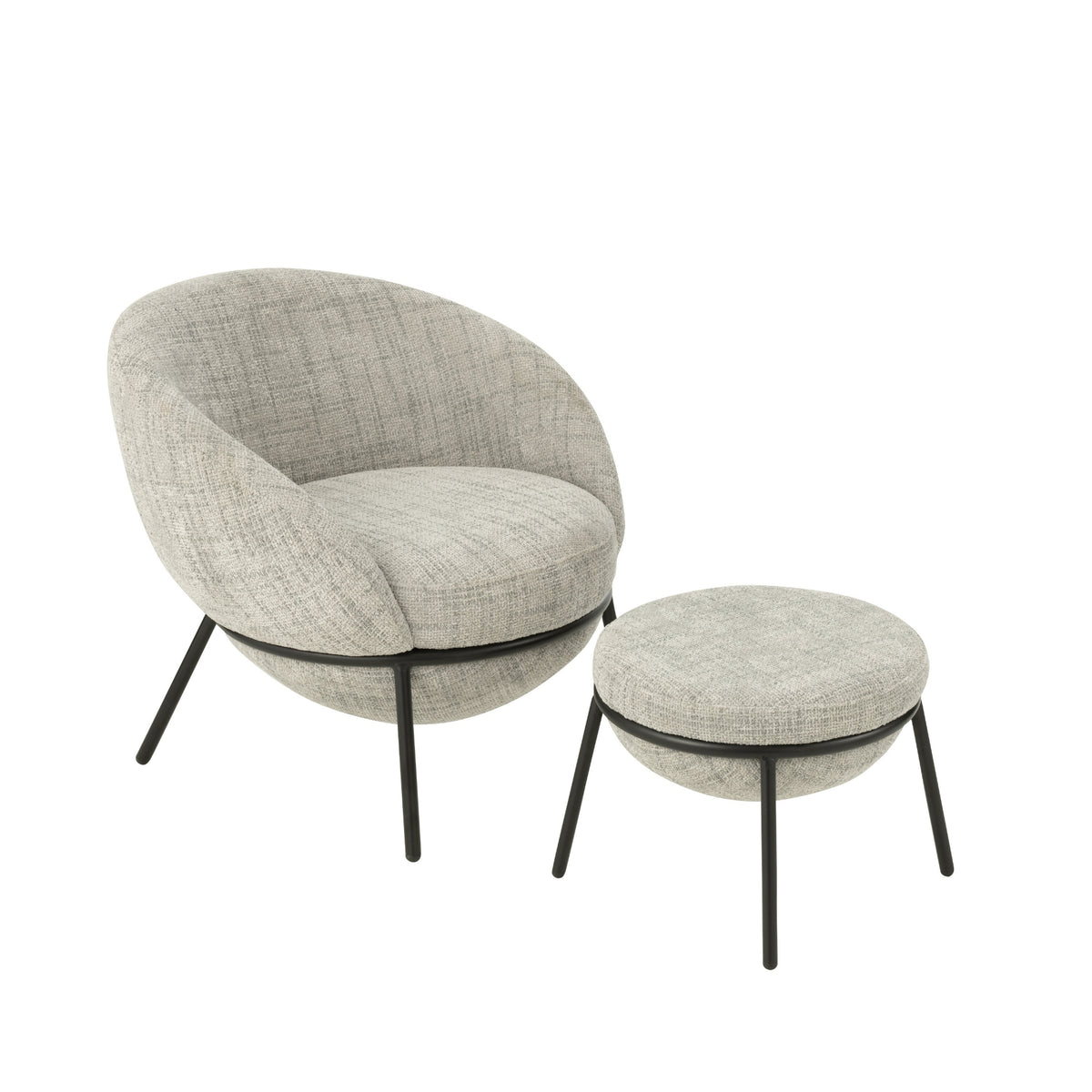 Loungstoel + krukje Napoli Grijs J-Line - Loungestoel - J-Line - livinglovely.nl