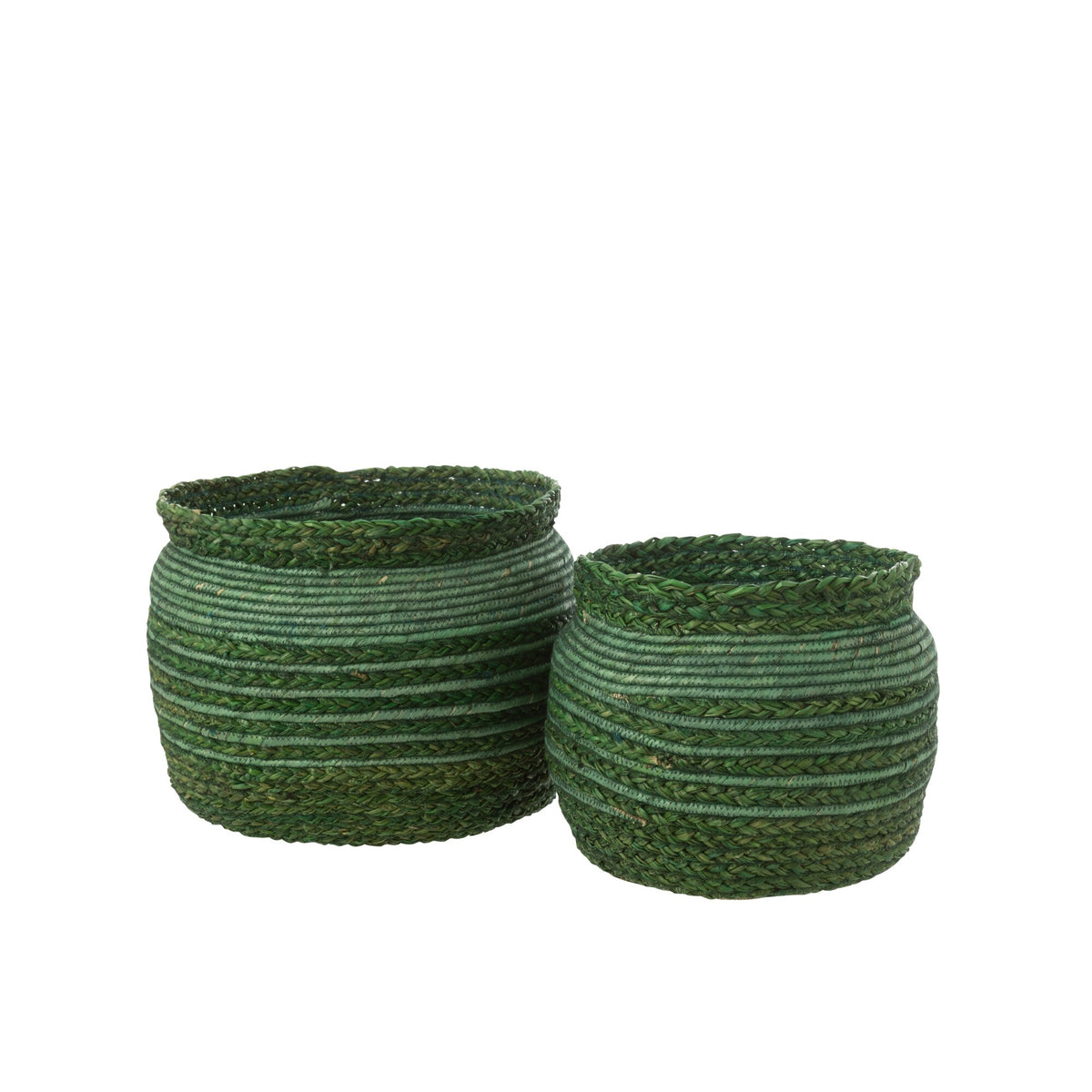 Panier Tressé Bord Herbe de la Mer Verte Lot de 2 J-Line