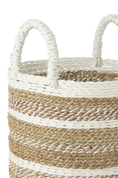 Paniers Caro en raphia blanc/naturel, lot de 3 J-Line