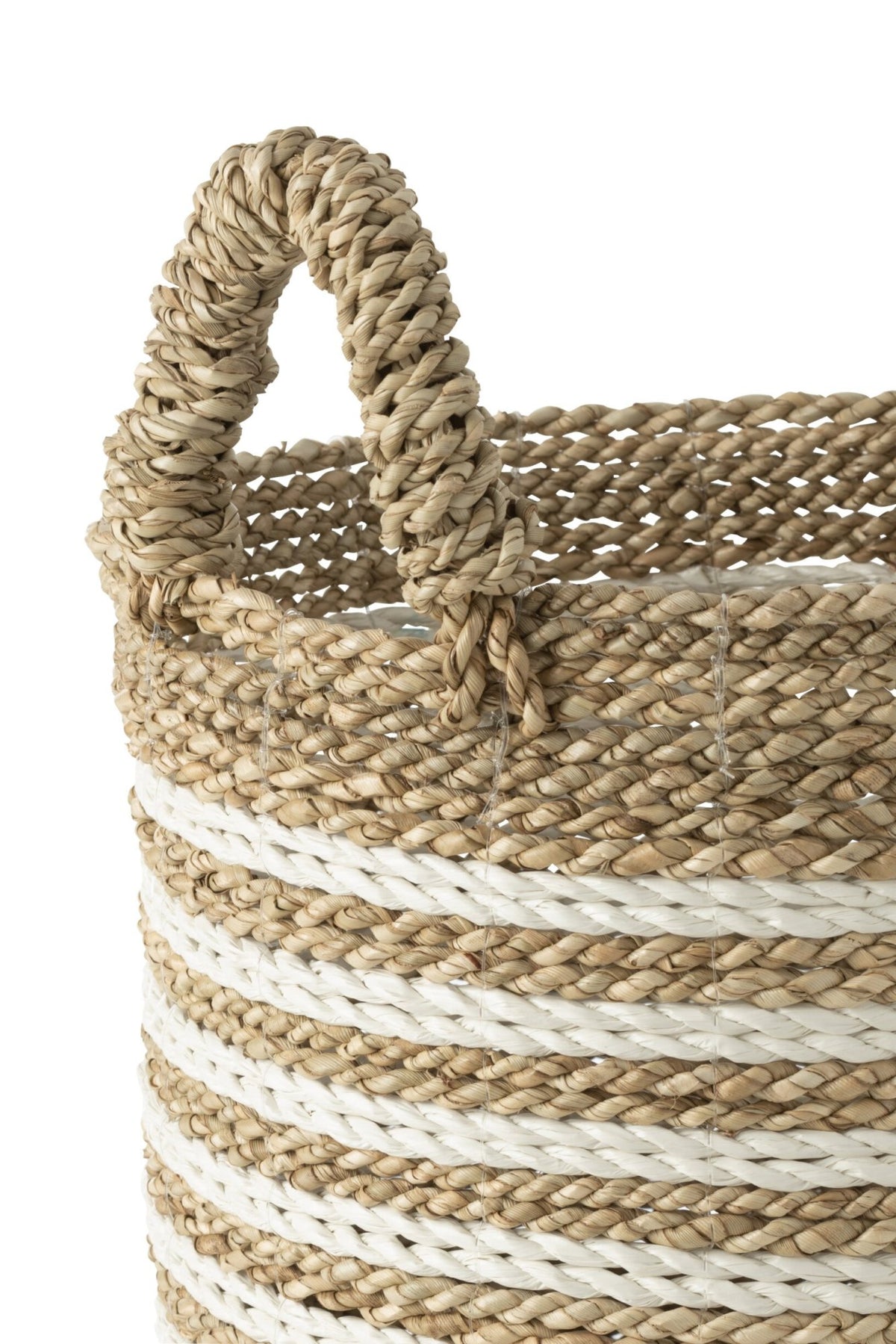 Paniers en raphia rayés blanc/naturel, lot de 3 J-Line