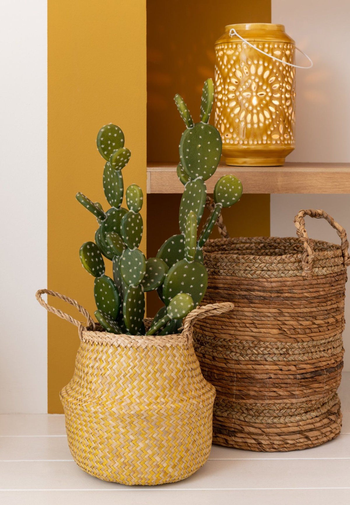 Lot de 3 paniers Lucie en raphia naturel J-Line