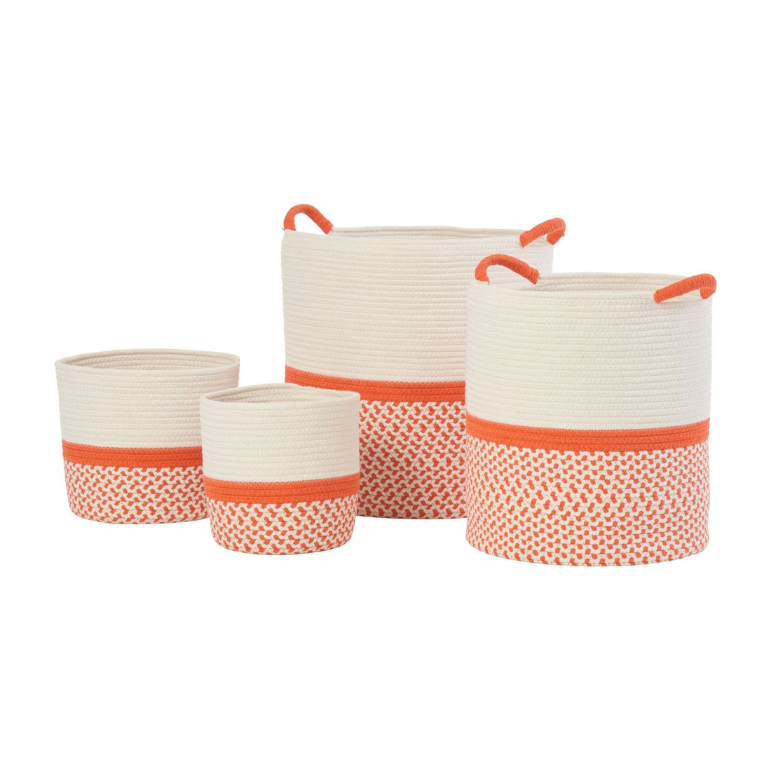 Paniers en polyester orange/blanc, lot de 4 J-Line