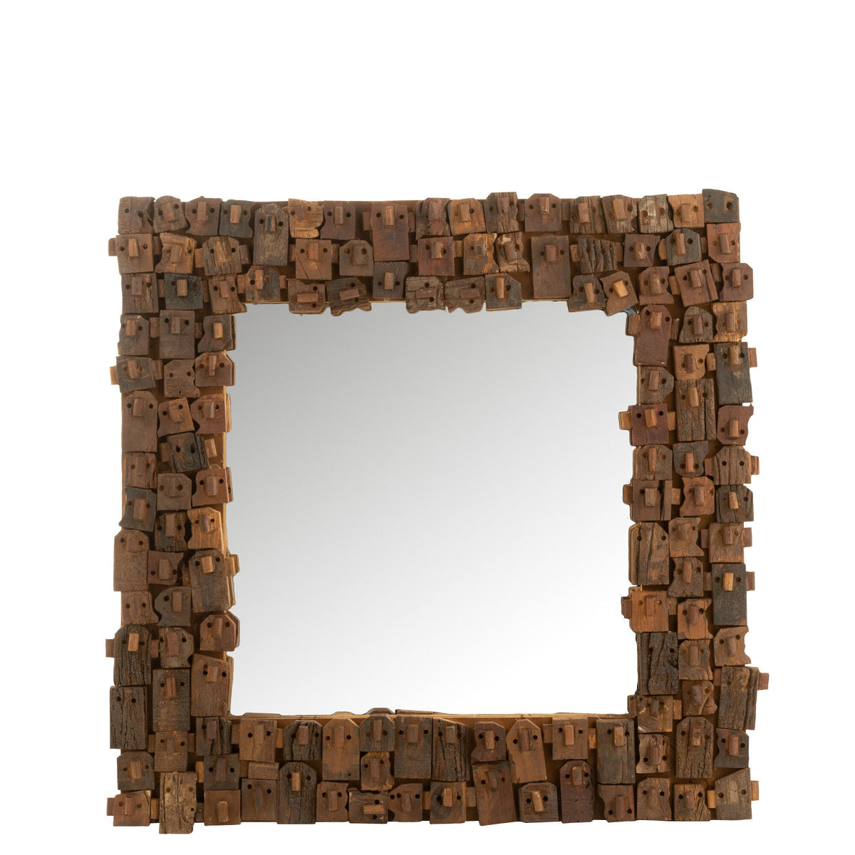 MIRROR SYMA RECYLCED WOOD/MIRROR NATURAL SMALL - - J-Line - livinglovely.nl