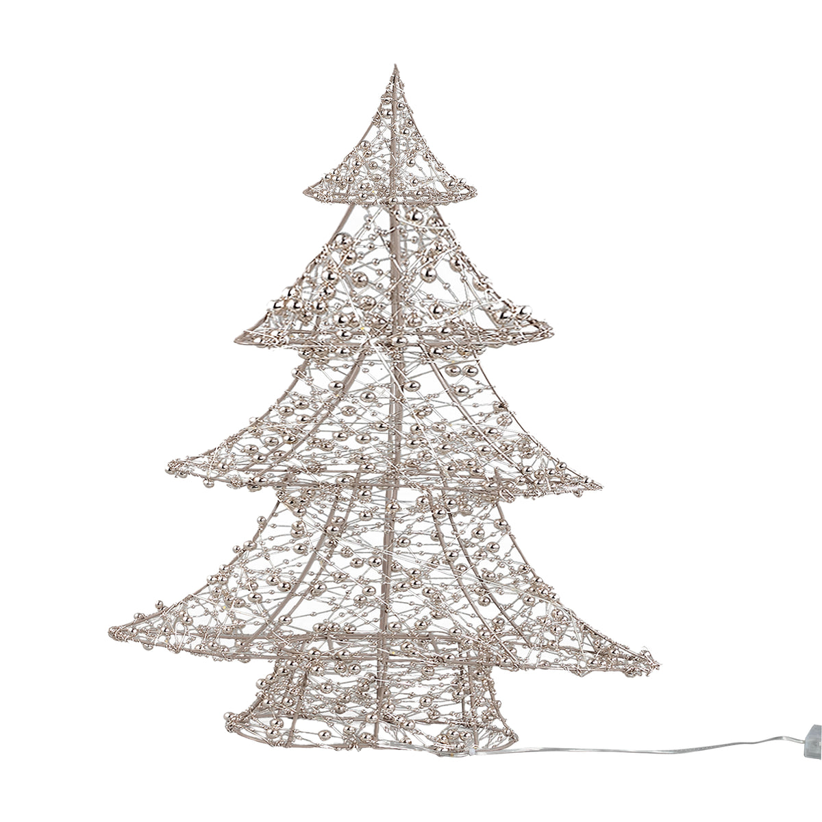 Misk Kerstboom LED Goud Large van PTMD, LED kerstboom van kunststof in goud met kraaltjes op witte achtergrond