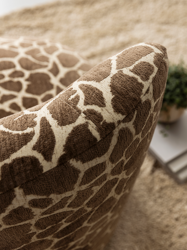 Fauteuil Dean Fauteuil pivotant Tissu Marron Motif MUST Living