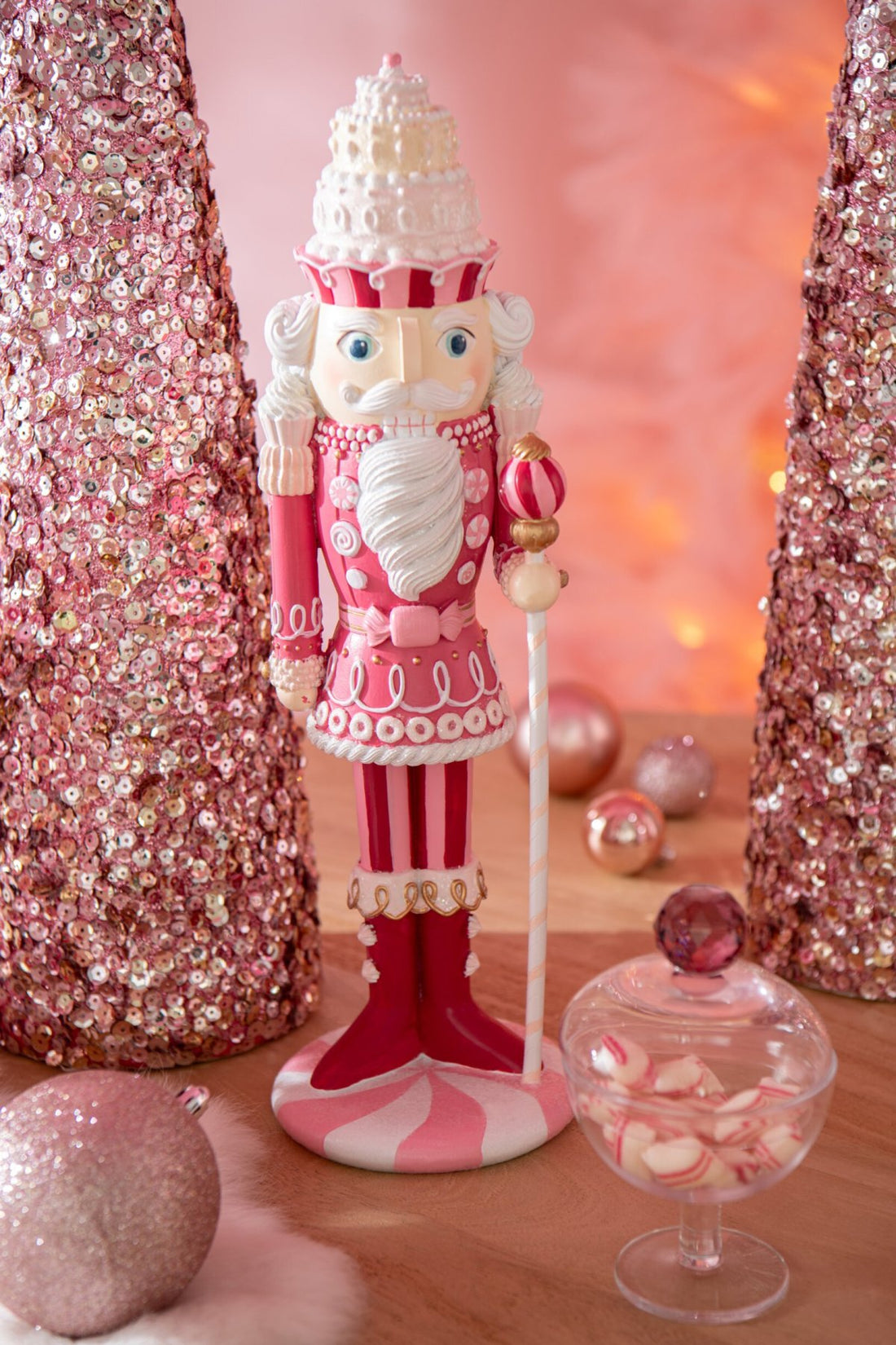 Éplucheur à bonbons en résine blanche/rose, petit, H28 cm, J-Line