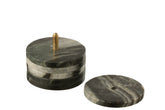 Onderzetter Rond Marmer Zwart/Lichtgrijs Set van 6 - Onderzetter - J-Line - livinglovely.nl