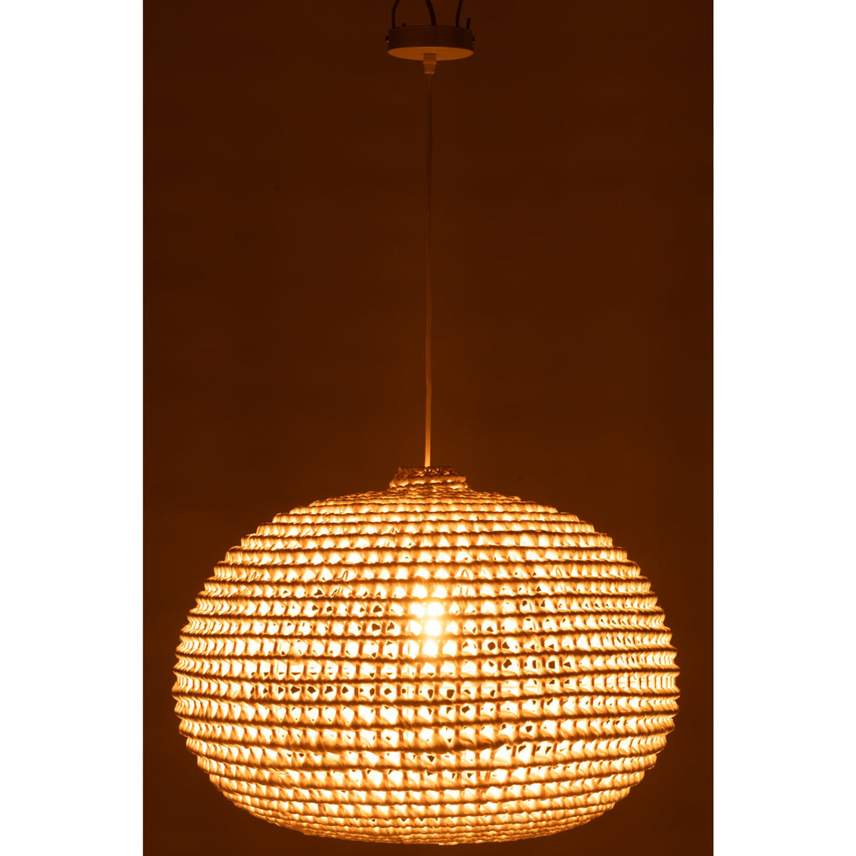 Plafonnier Rond Métal Torsadé Blanc J-Line