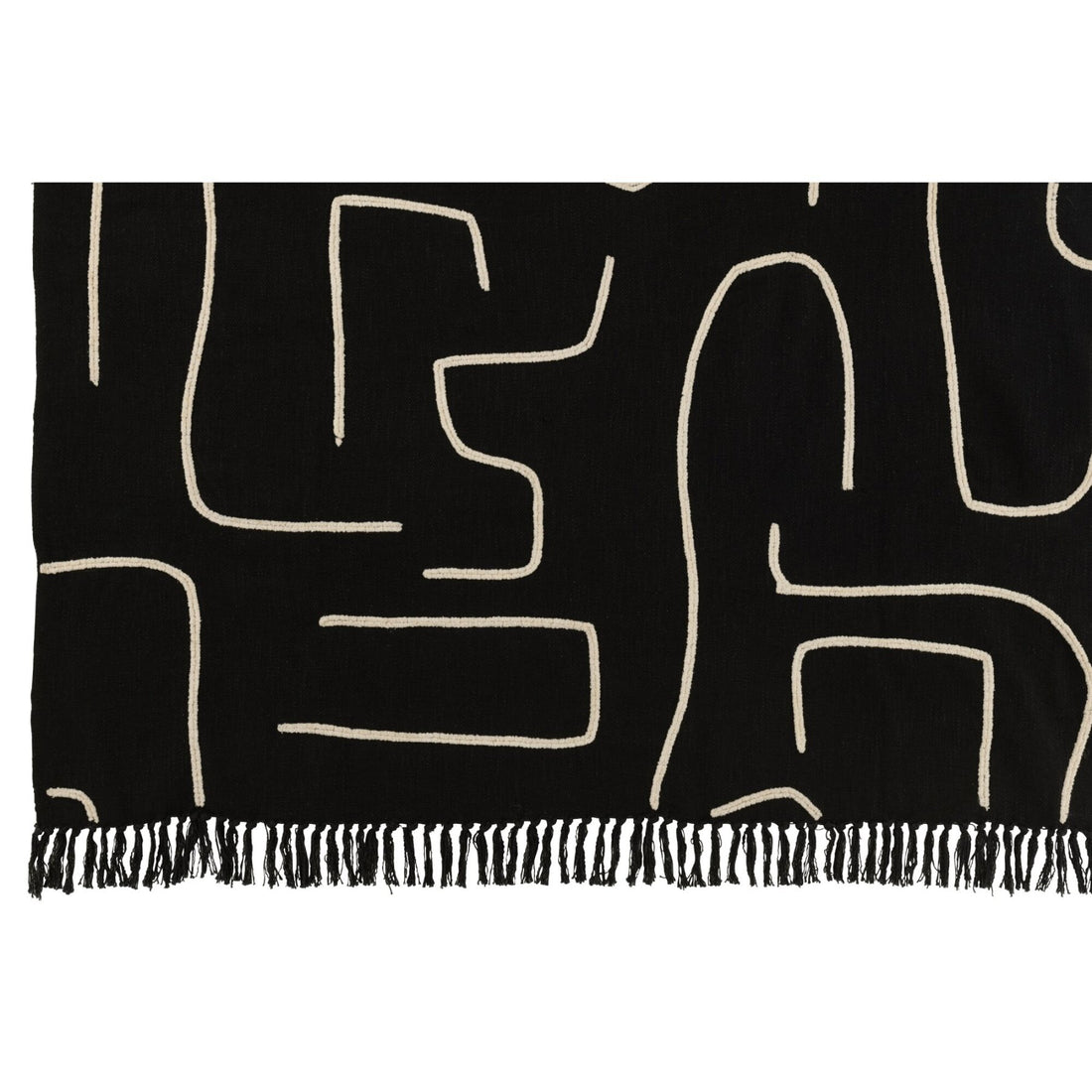Plaid Rayures/Arcs Coton Noir/Blanc 130x180cm