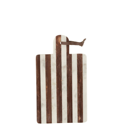 Planche Rectangulaire Rayée Marbre Blanc/Brun Petit