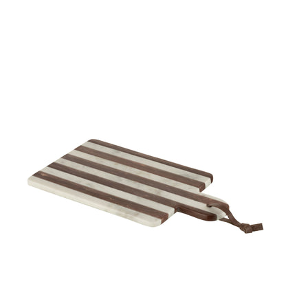 Planche Rectangulaire Rayée Marbre Blanc/Brun Petit
