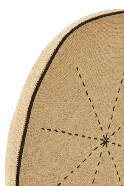 Plateau Muurdecoratie Ster Stippellijnen Zeegras Naturel/Zwart - Wanddecoratie - J-Line - livinglovely.nl