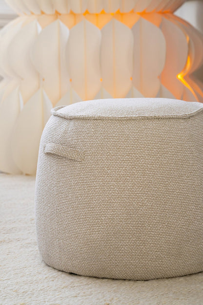 Pouf Alex Contreplaqué/Tissu Écru J-Line