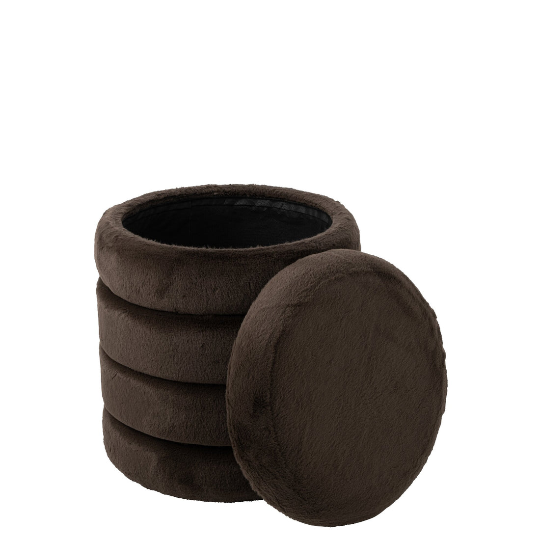 Pouf + couvercle en MDF brun foncé J-Line