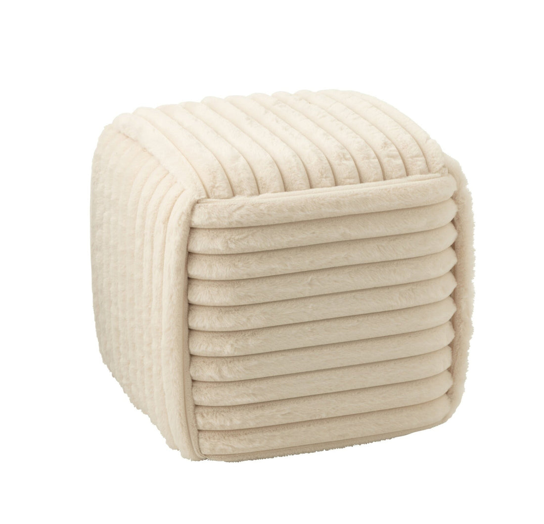 Pouf côtelé en MDF beige J-Line