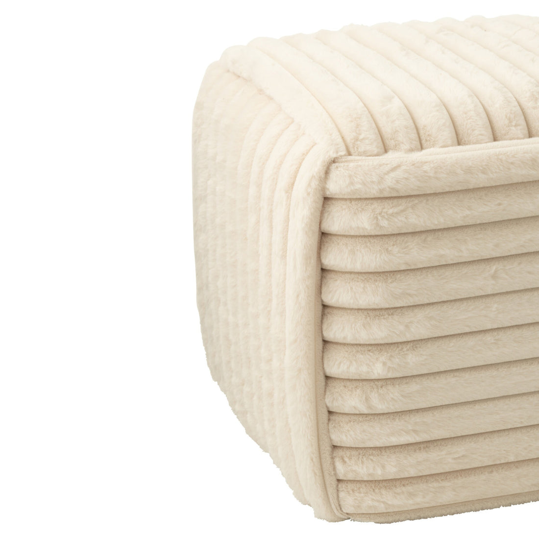 Pouf côtelé en MDF beige J-Line
