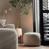 Poef Miami Outdoor Naturel/Wit - J-Line - Poef - J-Line - livinglovely.nl