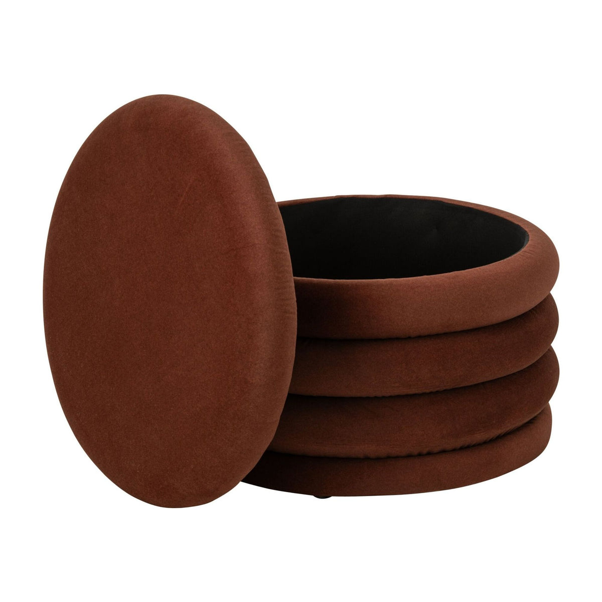 Pouf Mich Contreplaqué/Tissu Brun rouille J-Line