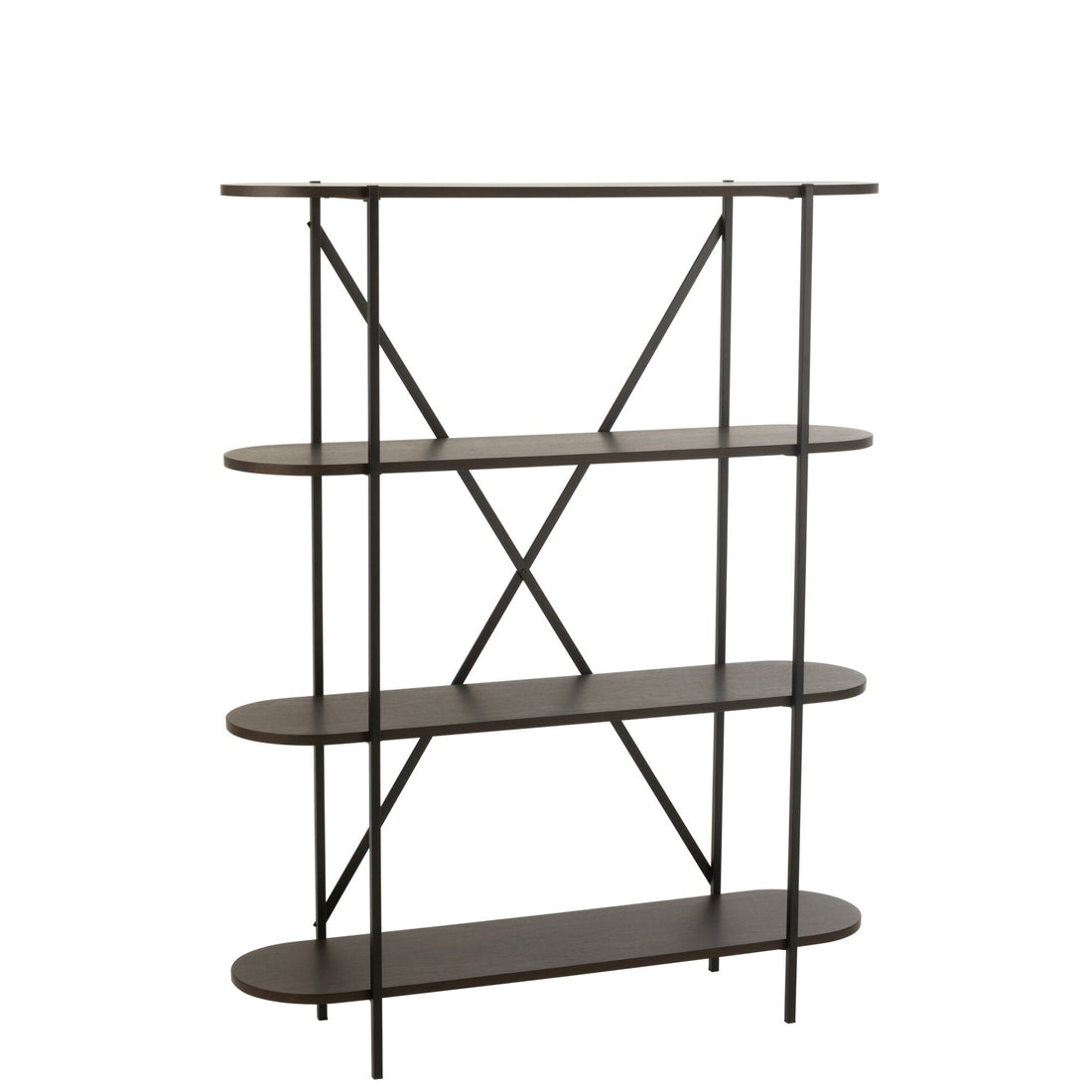 Étagère ovale MDF/métal marron foncé