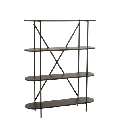 Étagère ovale MDF/métal marron foncé