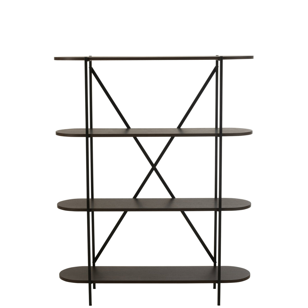 Étagère ovale MDF/métal marron foncé