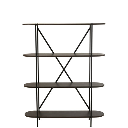 Étagère ovale MDF/métal marron foncé
