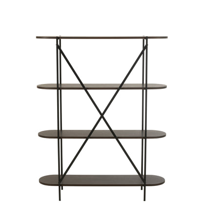 Étagère ovale MDF/métal marron foncé