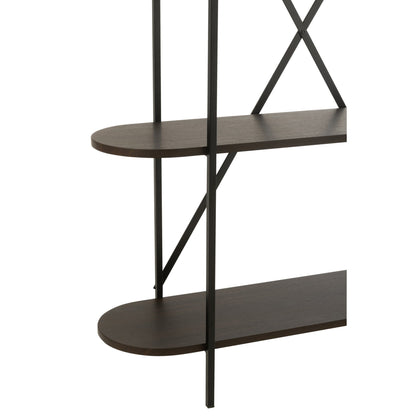 Étagère ovale MDF/métal marron foncé