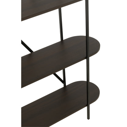 Étagère ovale MDF/métal marron foncé