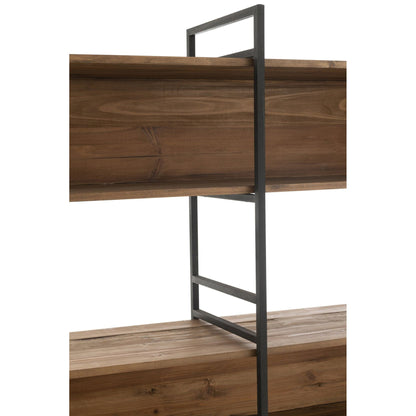 Étagère Rustique Bois Recyclé Noir/Naturel Large J-Line