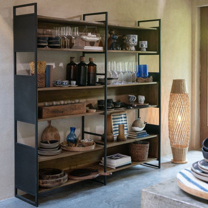 Étagère Rustique Bois Recyclé Noir/Naturel Large J-Line