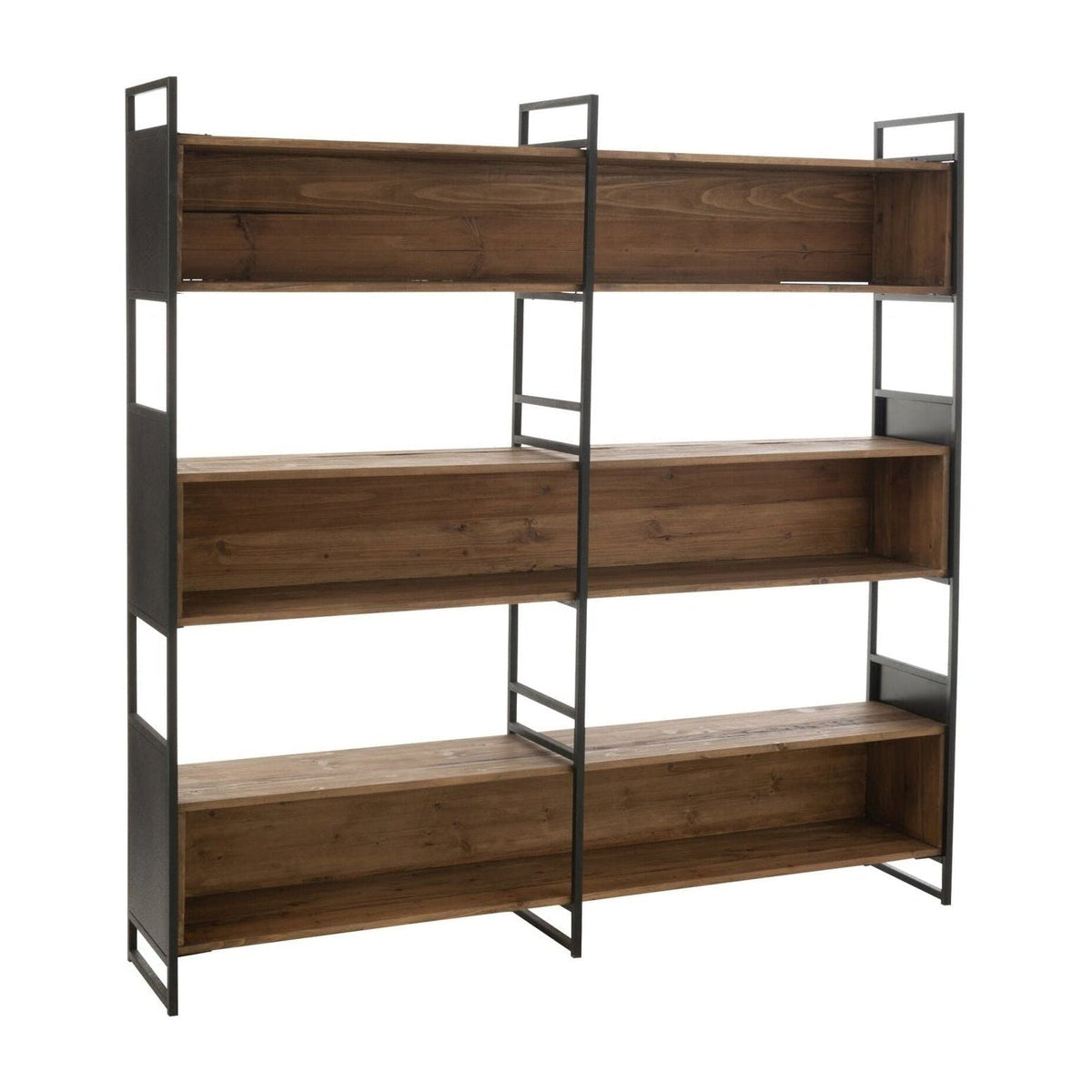 Étagère Rustique Bois Recyclé Noir/Naturel Large J-Line