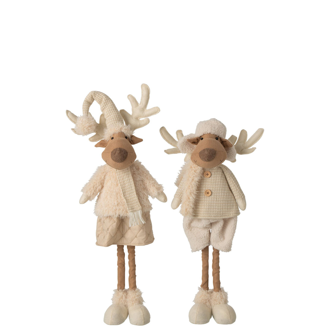 Renne déco polyester beige H82 cm lot de 2 J-Line