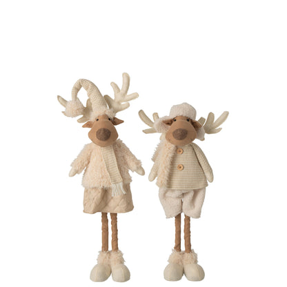 Renne déco polyester beige H82 cm lot de 2 J-Line