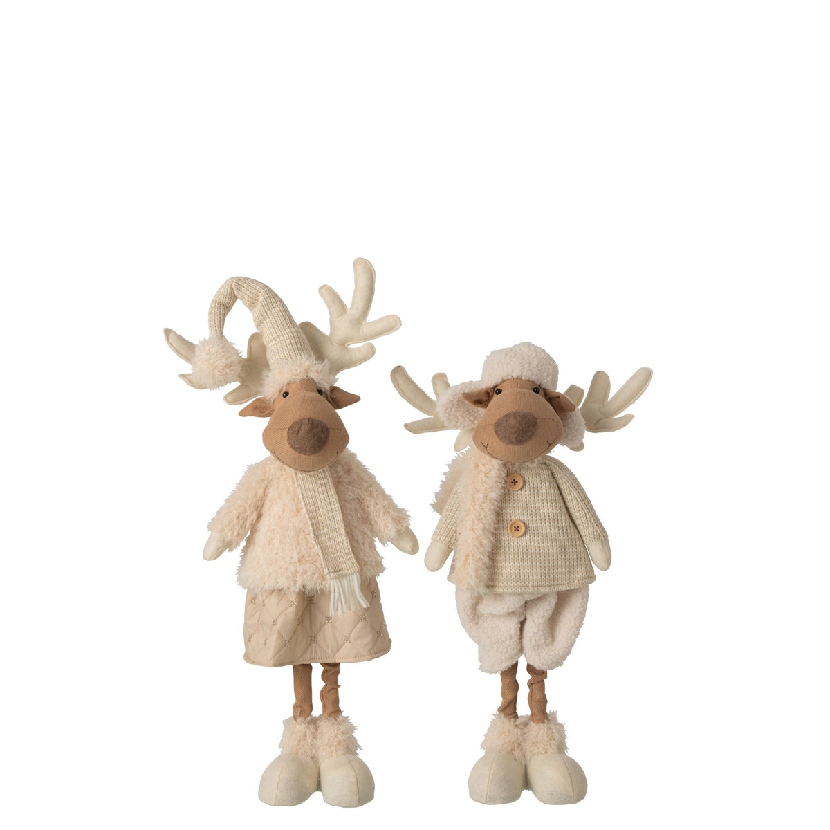 Renne déco polyester beige H82 cm lot de 2 J-Line