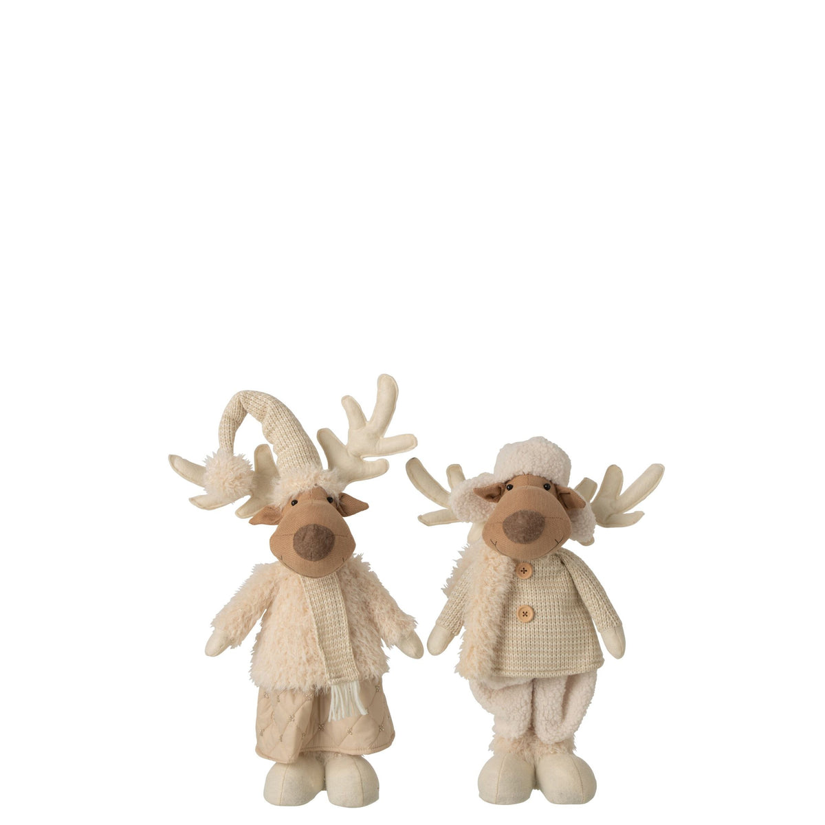 Renne déco polyester beige H82 cm lot de 2 J-Line