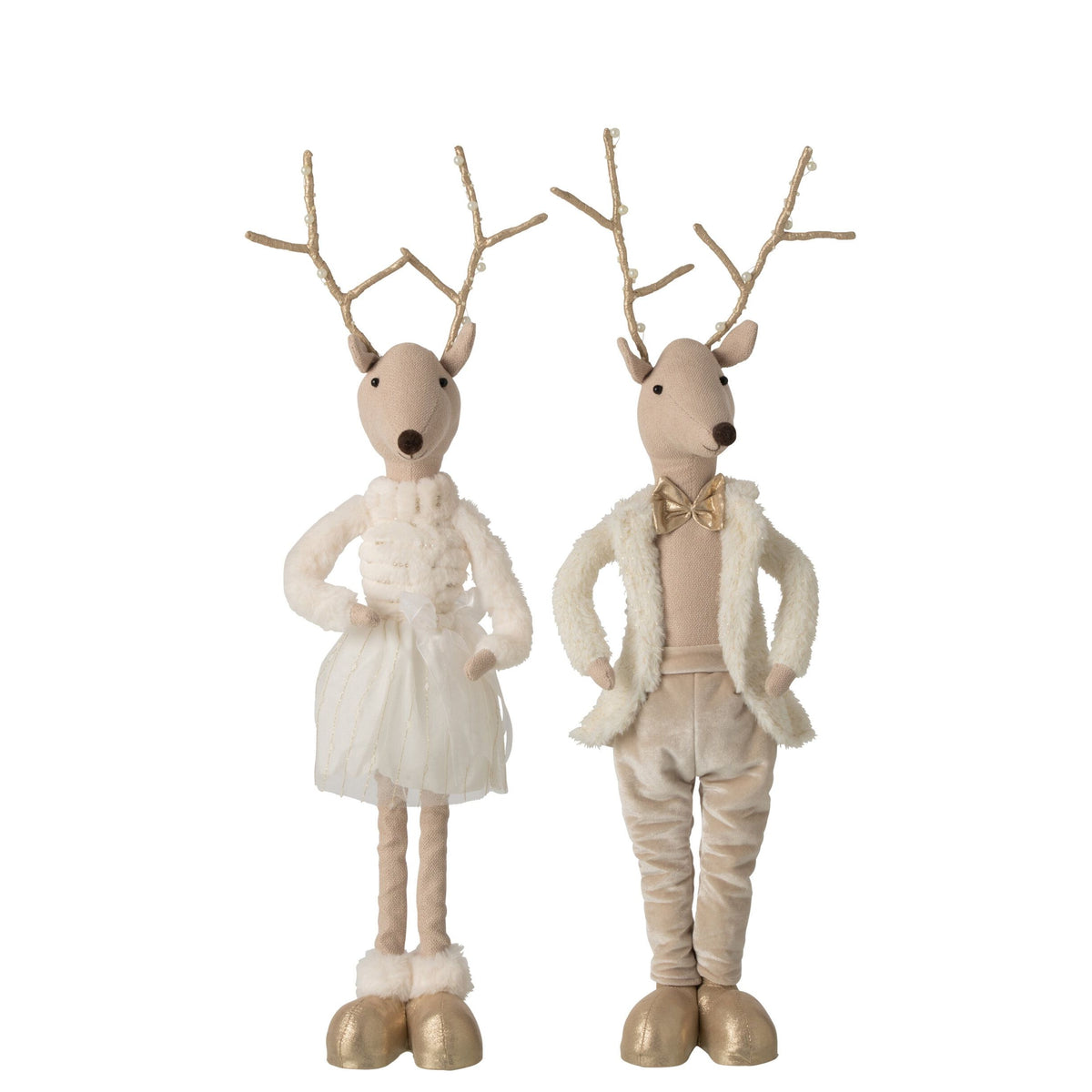 Renne déco polyester doré/beige H66 cm lot de 2 J-Line
