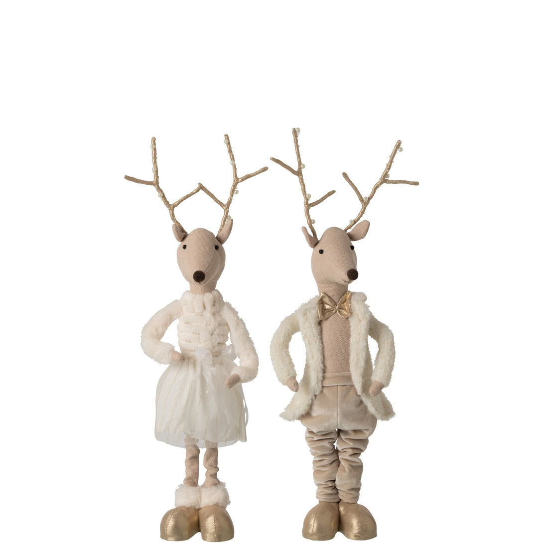 Renne déco polyester doré/beige H66 cm lot de 2 J-Line