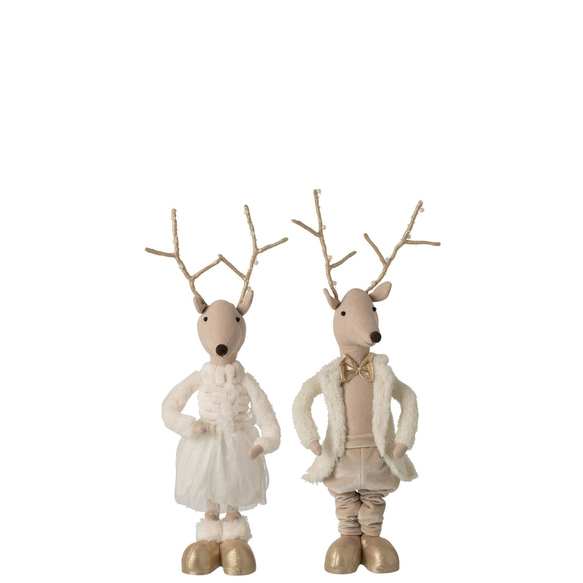 Renne déco polyester doré/beige H66 cm lot de 2 J-Line