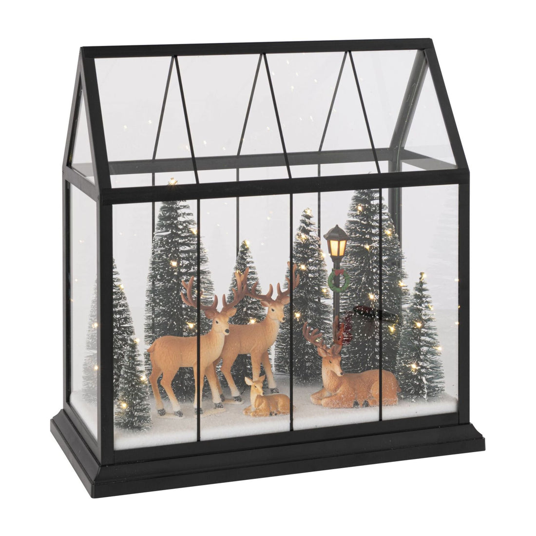 Grand renne en LED avec arbres, verre multicolore J-Line