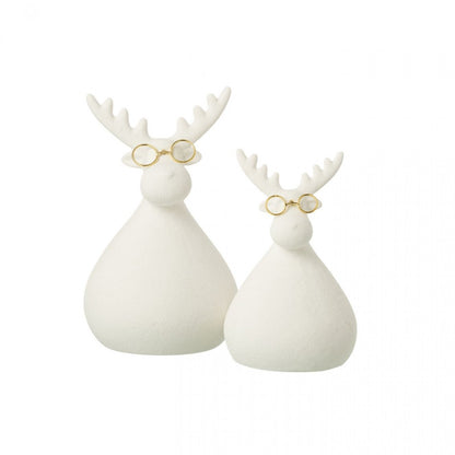 Lunettes Renne en porcelaine blanche/dorée, lot de 3 J-Line