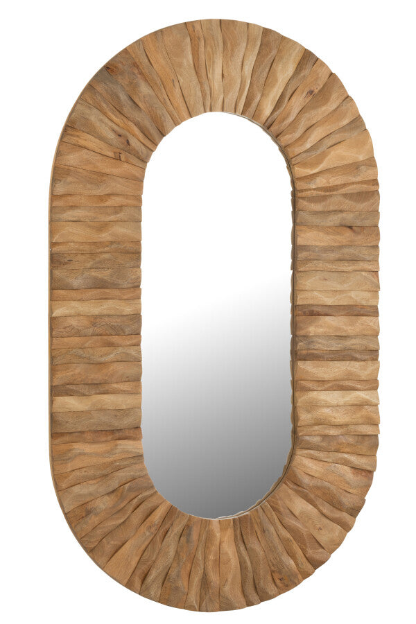 Miroir mural Curve ovale Bois naturel 152x6x92cm J-Line