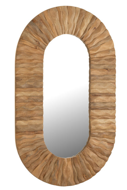 Miroir mural Curve ovale Bois naturel 152x6x92cm J-Line