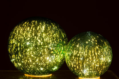 Boule LED Verre Craquelé Vert Lot de 2 J-Line